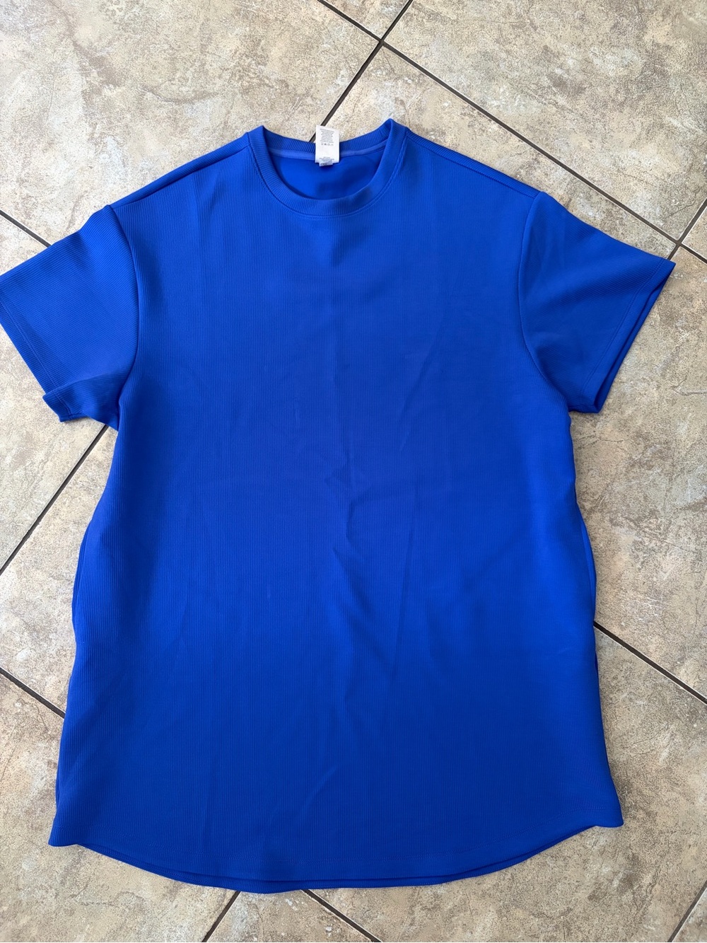 Women's Short Sleeve Crewneck Tee Dress - Cobalt Blue